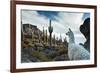 A Llama Watches Out over Isla Del Pescado Above Salar De Uyuni-Alex Saberi-Framed Photographic Print