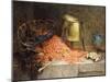 A Lobster, Shrimps and a Crab by an Urn on a Stone Ledge-Magne Desire-Alfred-Mounted Giclee Print