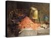 A Lobster, Shrimps and a Crab by an Urn on a Stone Ledge-Magne Desire-Alfred-Stretched Canvas