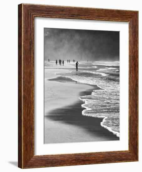 A Local Fisherman Fishing on Itamambuca Beach, Ubatuba, Brazil-Alex Saberi-Framed Photographic Print