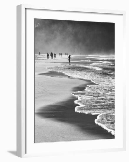 A Local Fisherman Fishing on Itamambuca Beach, Ubatuba, Brazil-Alex Saberi-Framed Photographic Print