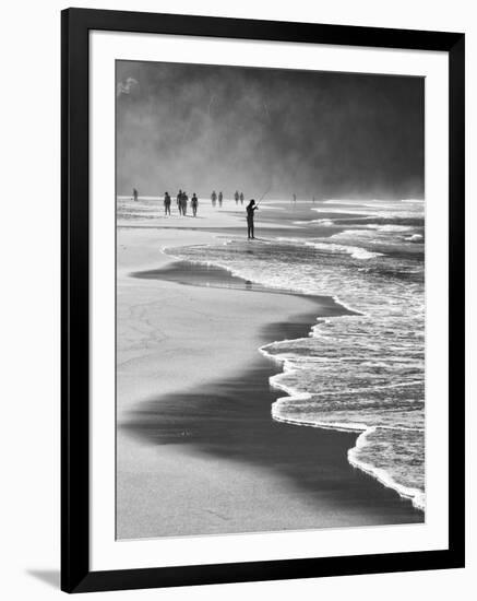 A Local Fisherman Fishing on Itamambuca Beach, Ubatuba, Brazil-Alex Saberi-Framed Photographic Print