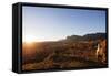 A local man warming up in the morning sun, Andringitra National Park, Ambalavao, central area, Mada-Christian Kober-Framed Stretched Canvas