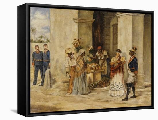 A Local Scene, 1888-Victor Patricio Landaluce-Framed Stretched Canvas
