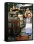 A Local Winemaker Pressing Her Grapes at the Cantina, Torano Nuovo, Abruzzi, Italy-Michael Newton-Framed Stretched Canvas