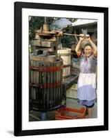 A Local Winemaker Pressing Her Grapes at the Cantina, Torano Nuovo, Abruzzi, Italy-Michael Newton-Framed Photographic Print