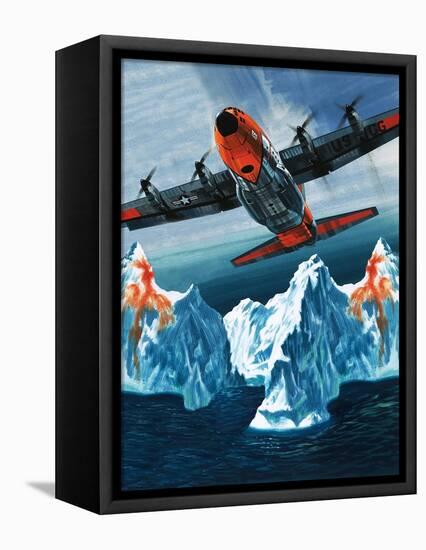 A Lockheed Hercules Patrolling Icebergs for the Coast Guard-Wilf Hardy-Framed Stretched Canvas