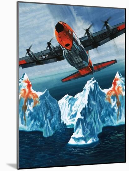 A Lockheed Hercules Patrolling Icebergs for the Coast Guard-Wilf Hardy-Mounted Giclee Print