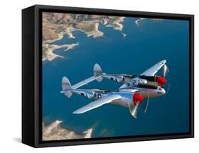 A Lockheed P-38 Lightning Fighter Aircraft in Flight-Stocktrek Images-Framed Stretched Canvas