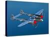 A Lockheed P-38 Lightning Fighter Aircraft in Flight-Stocktrek Images-Stretched Canvas