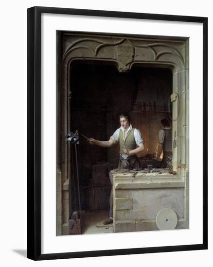 A Locksmith Seeking to Make a Jay Bite His Metal File by Jean Antoine Laurent-null-Framed Premium Photographic Print