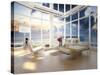 A Loft Apartment Interior with Seascape View-PlusONE-Stretched Canvas