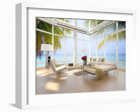 A Loft Apartment Interior with Seascape View-PlusONE-Framed Photographic Print