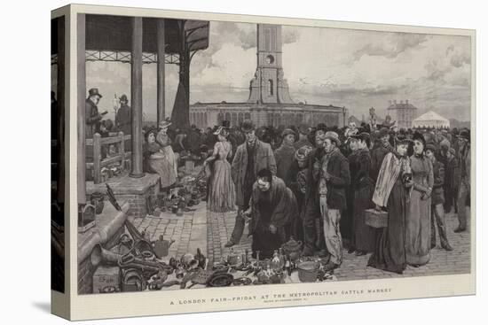 A London Fair, Friday at the Metropolitan Cattle Market-Charles Green-Stretched Canvas