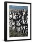 A Lone Android with a Human Flesh Colored Face Amongst a Crowd of Robots-null-Framed Art Print