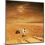 A Lone Astronaut Looks Up at the Sun While Exploring Mars-Stocktrek Images-Mounted Art Print