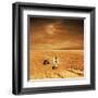 A Lone Astronaut Looks Up at the Sun While Exploring Mars-Stocktrek Images-Framed Art Print