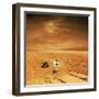 A Lone Astronaut Looks Up at the Sun While Exploring Mars-Stocktrek Images-Framed Art Print