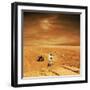 A Lone Astronaut Looks Up at the Sun While Exploring Mars-Stocktrek Images-Framed Art Print