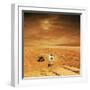 A Lone Astronaut Looks Up at the Sun While Exploring Mars-Stocktrek Images-Framed Art Print