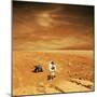 A Lone Astronaut Looks Up at the Sun While Exploring Mars-Stocktrek Images-Mounted Art Print