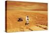 A Lone Astronaut Looks Up at the Sun While Exploring Mars-Stocktrek Images-Stretched Canvas