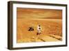 A Lone Astronaut Looks Up at the Sun While Exploring Mars-Stocktrek Images-Framed Art Print