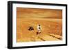 A Lone Astronaut Looks Up at the Sun While Exploring Mars-Stocktrek Images-Framed Art Print