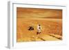 A Lone Astronaut Looks Up at the Sun While Exploring Mars-Stocktrek Images-Framed Art Print