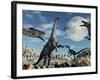 A Lone Camarasaurus Dinosaur Is Confronted by a Pack of Velociraptors-Stocktrek Images-Framed Photographic Print