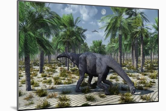 A Lone Camarasaurus Sauropod Dinosaur Grazing-null-Mounted Art Print