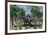 A Lone Camarasaurus Sauropod Dinosaur Grazing-null-Framed Art Print