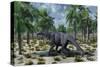 A Lone Camarasaurus Sauropod Dinosaur Grazing-null-Stretched Canvas