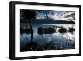 A Lone Fisherman on Lake Bratan at Dawn-Alex Saberi-Framed Photographic Print