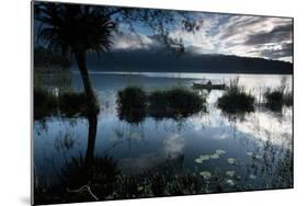 A Lone Fisherman on Lake Bratan at Dawn-Alex Saberi-Mounted Photographic Print