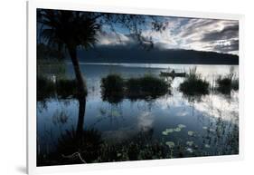 A Lone Fisherman on Lake Bratan at Dawn-Alex Saberi-Framed Photographic Print