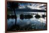 A Lone Fisherman on Lake Bratan at Dawn-Alex Saberi-Framed Photographic Print