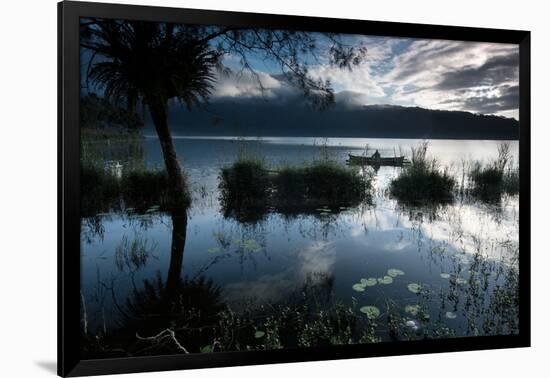 A Lone Fisherman on Lake Bratan at Dawn-Alex Saberi-Framed Photographic Print