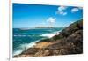 A lone fisherman sea fishing on Muttonbird Island, Coffs Harbour, New South Wales, Australia, Pacif-Andrew Michael-Framed Photographic Print