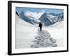 A Lone Mountain Hiker Walks in the Snow, Formazza Valley, Northern Italy-Fabio Polimeni-Framed Photographic Print