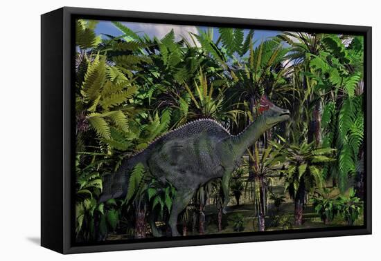 A Lone Olorotitan Duckbilled Dinosaur-null-Framed Stretched Canvas