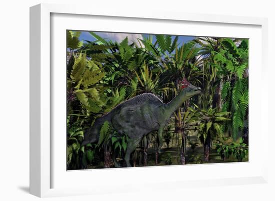 A Lone Olorotitan Duckbilled Dinosaur-null-Framed Art Print