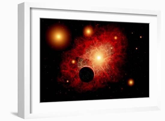 A Lone Planet Orbiting a Cluster of Red Giant Stars-null-Framed Art Print