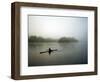 A Lone Rower Slowly Maneuvers His Craft Down the Schuykill River Through a Thick Fog-null-Framed Photographic Print