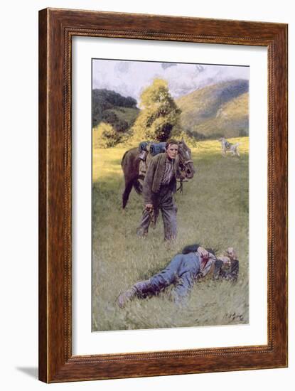 A Lonely Duel in the Middle of a Great Sunny Field-Howard Pyle-Framed Giclee Print