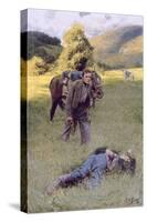 A Lonely Duel in the Middle of a Great Sunny Field-Howard Pyle-Stretched Canvas