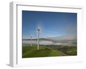 A Long Exposure by Moonlight of Windmills in Te Apiti Wind Farm, Manawatu, New Zealand-Don Smith-Framed Photographic Print