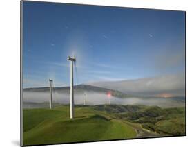 A Long Exposure by Moonlight of Windmills in Te Apiti Wind Farm, Manawatu, New Zealand-Don Smith-Mounted Photographic Print