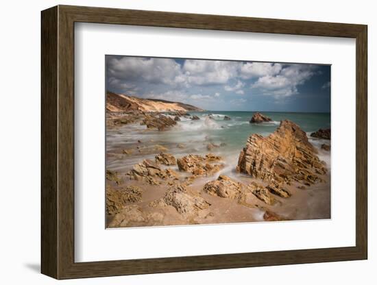 A Long Exposure During the Day by the Rock Formations Near Pedra Furada, Jericoacoara, Brazil-Alex Saberi-Framed Photographic Print