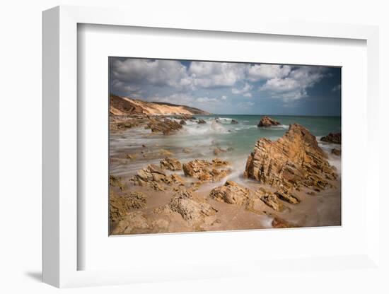 A Long Exposure During the Day by the Rock Formations Near Pedra Furada, Jericoacoara, Brazil-Alex Saberi-Framed Photographic Print